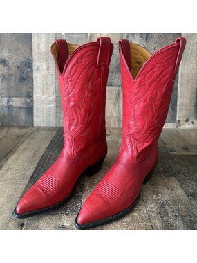 Nocona Vintage Red Pointed Toe Western Cowboy Boots Womens 7 B